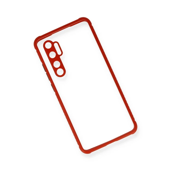 Mi 10 Lite Miami Şeffaf Silikon - Kırmızı - Resim 3