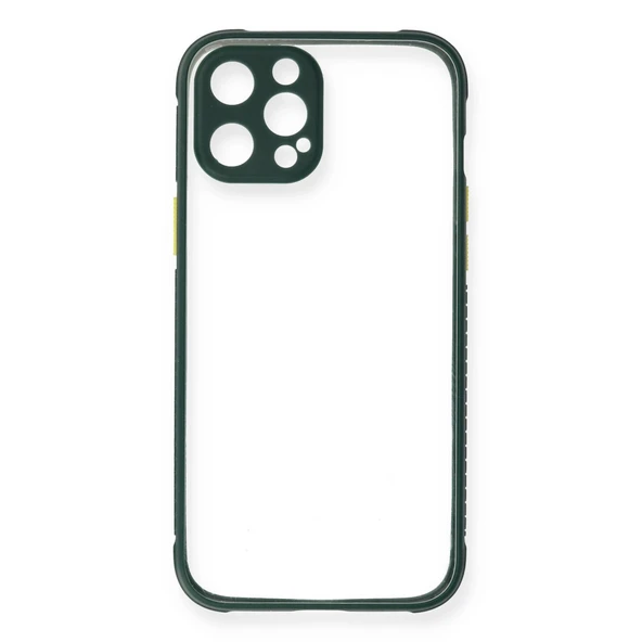 İphone 12 Miami Şeffaf Silikon - Koyu Yeşil - Resim 2