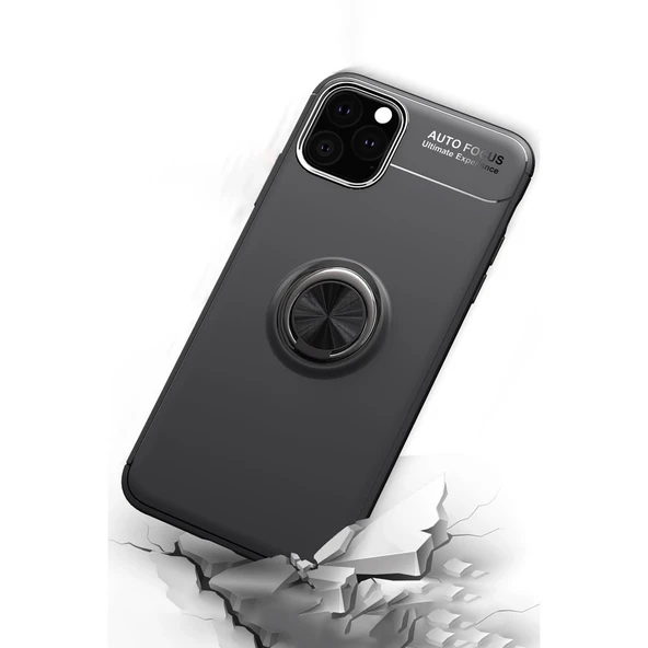 İphone 11 Range Yüzüklü Silikon - Siyah-Kırmızı - Resim 3