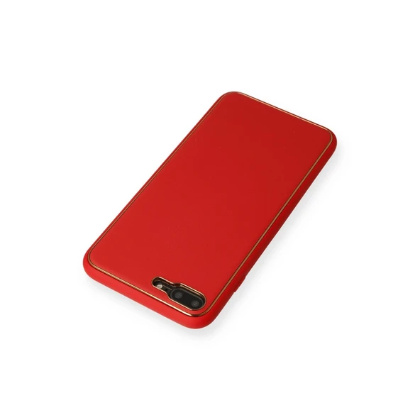 İphone 7 Coco Deri Silikon Kapak - Kırmızı - Resim 3
