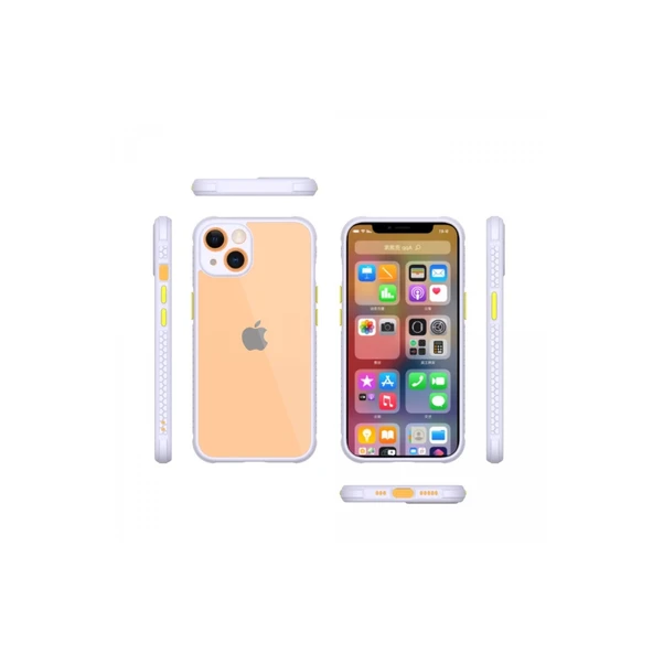 İphone 13 Miami Şeffaf Silikon - Lila - Resim 2