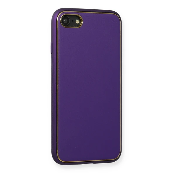 İphone 7 Coco Deri Silikon Kapak - Mor - Resim 2