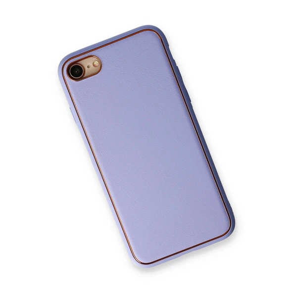 İphone 7 Coco Deri Silikon Kapak - Lila - Resim 3