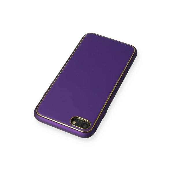 İphone 7 Coco Deri Silikon Kapak - Mor - Resim 3