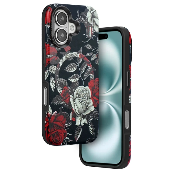 Onegif İphone 16 Flower Series Kapak - Siyah ürün görseli 1