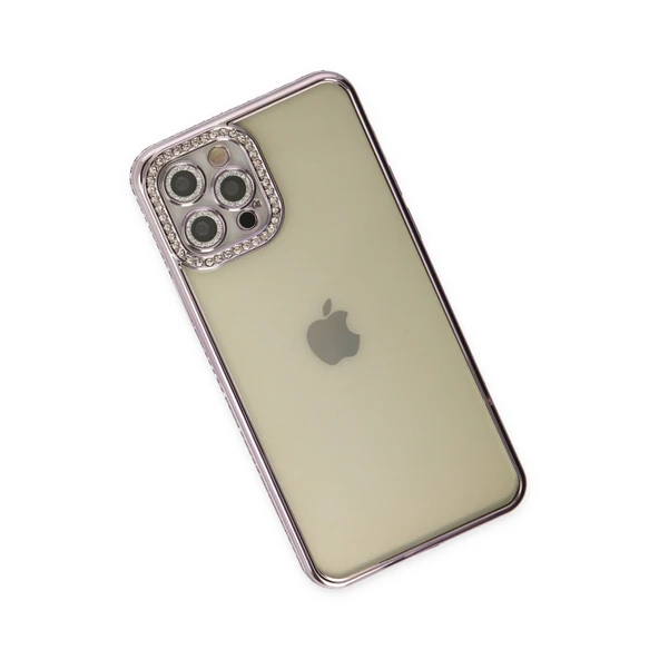 İphone 12 Joke Taşlı Silikon - Mor - Resim 2