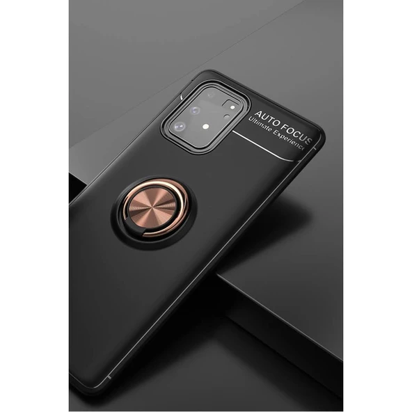A91 / S10 Lite Range Yüzüklü Silikon - Siyah-Gold - Resim 2