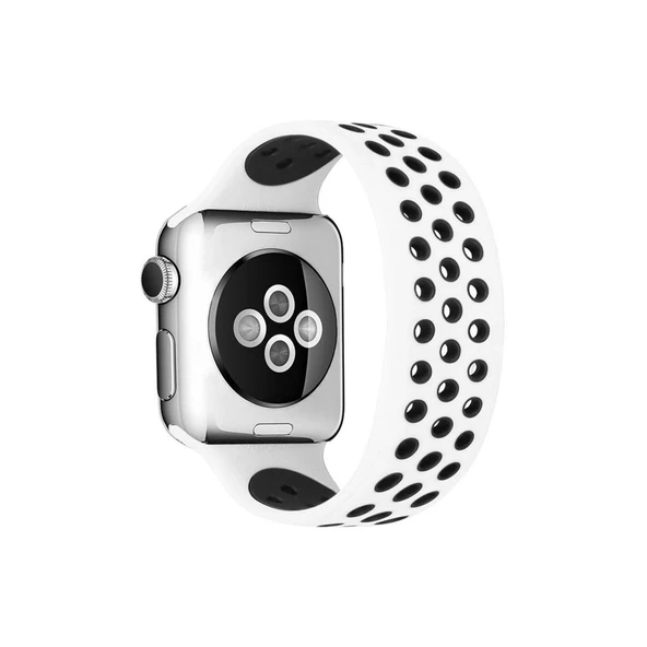 Watch 38Mm Ayarlı Delikli Silikon Kordon - Beyaz-Siyah ürün görseli 1