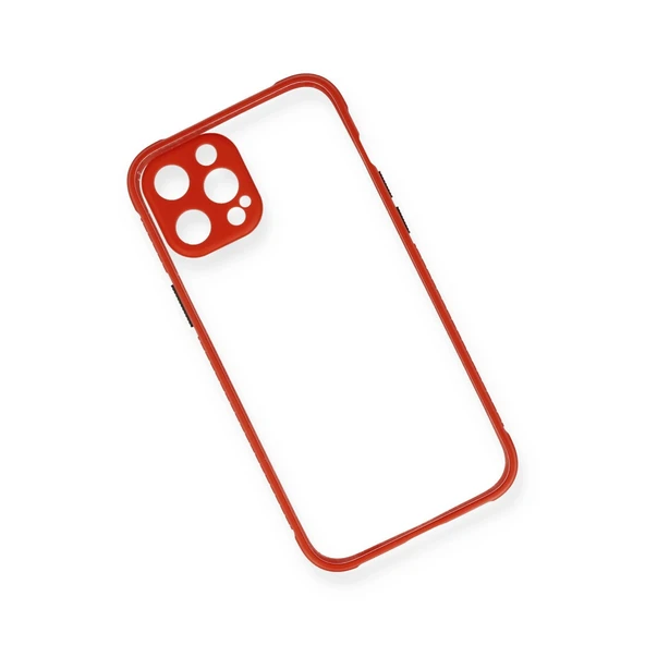 İphone 12 Miami Şeffaf Silikon - Kırmızı - Resim 3