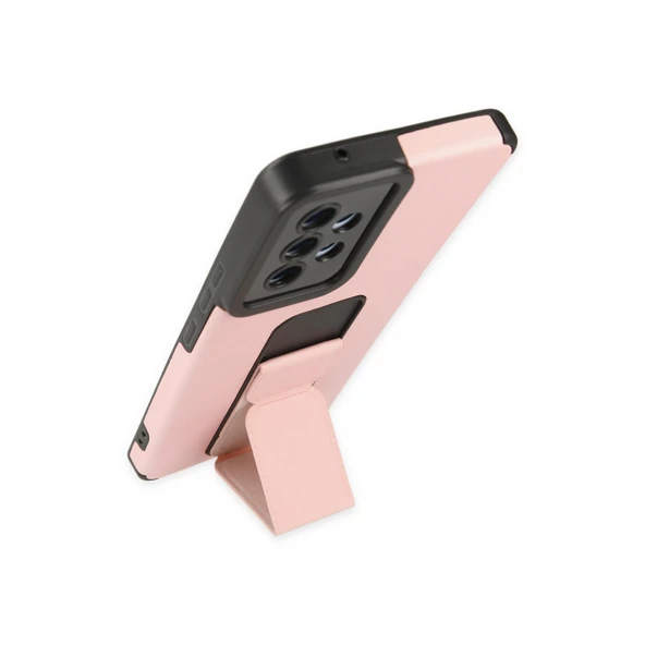 A53 5G Mega Standlı Silikon - Pudra - Resim 3