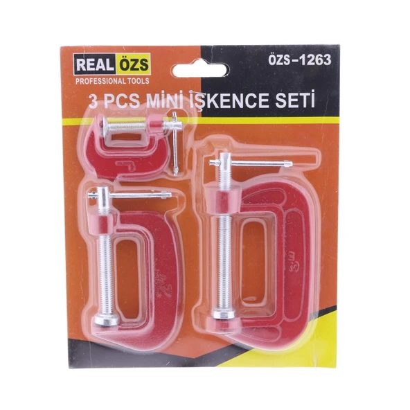 3 Parça C Tipi Mengene Seti İşkence Aleti Hobi İşkence - Resim 2