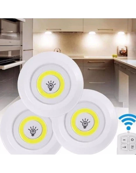 Uzaktan Kumandalı 3 Lü Spot Led Lamba Pilli Işıldak ürün görseli 1