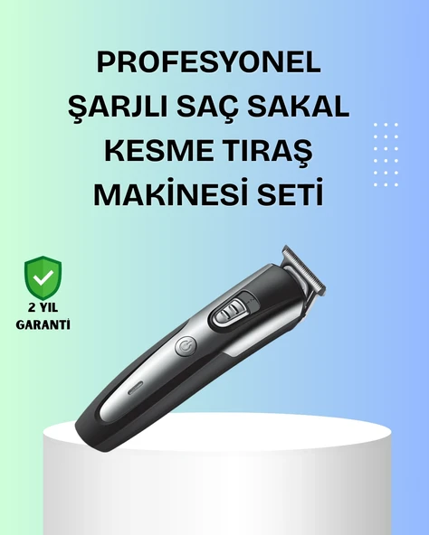 Kuaför Tipi Şarjlı Saç Sakal Kesme Makinesi Güçlü Motorlu ürün görseli 1