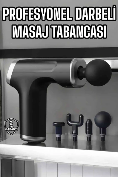 Masaj Tabancası 4 Başlıklı Kas Vücut Ağrıları İçin Şarjlı Darbeli ürün görseli 1