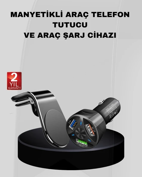 Araç İçi Telefon Tutucu + Quick Charge 3.0 Araç Seti ürün görseli 1