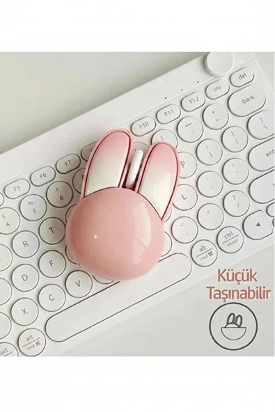 Tavşan Figürlü Mouse Pil Dahil Etiket Hediyeli Pembe - Resim 5