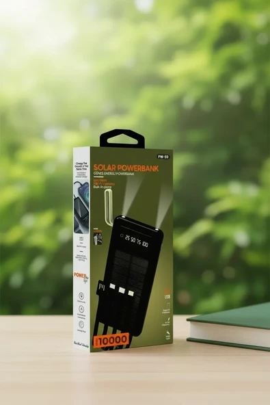 10000Mah Güneş Enerjili Taşınabilir - Çift Led Fenerli, Lcd , 2 ürün görseli 1