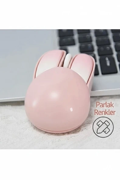 Tavşan Figürlü Mouse Pil Dahil Etiket Hediyeli Pembe - Resim 3