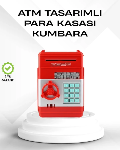 Kırmızı Şifreli Atm Kasa Yutan Kumbara ürün görseli 1