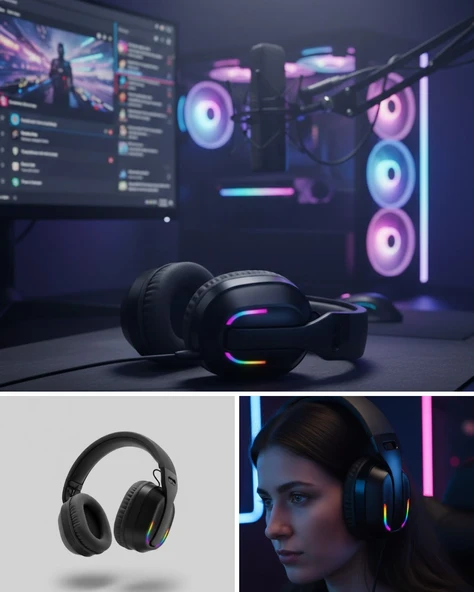 Kulaklığı Rgb Işıklı Uzun Bataryalı Mikrofonlu Headset ürün görseli 1