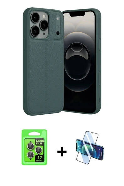 MARSİLYAN™- iPhone 17 Pro Kılıf Doruk Klasik Özel Seri - Siyah 3D Antistatik Seramik Nano Ekran Koruyucu + Raze Metal Ka ürün görseli 1