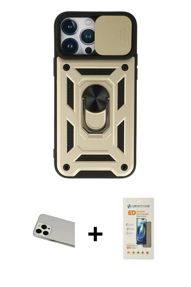 MARSİLYAN™- iPhone 13 Pro Max Kılıf Ahenk Klasik - Siyah 6D Mat Seramik Hayalet Nano Ekran Koruyucu + Rainbow Kamera Len ürün görseli 1