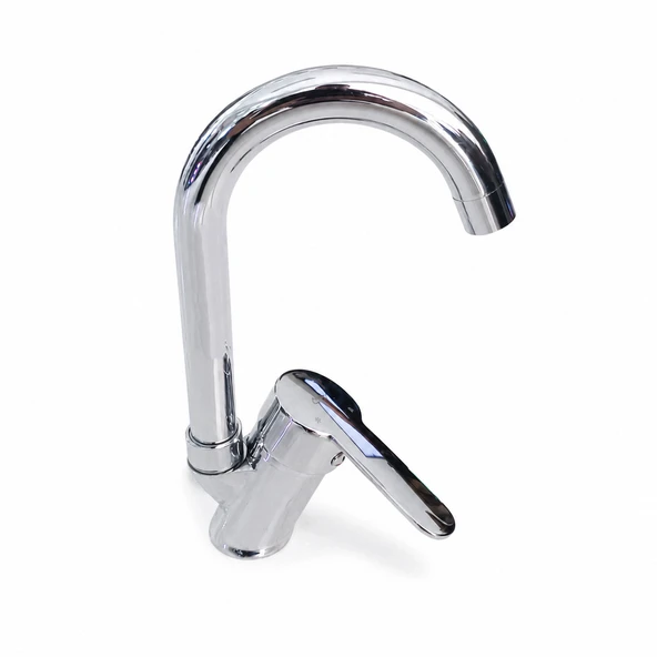 Kısa Kuğu Lavabo Bataryası Krom Kaplama Tek Kollu Sıcak Soğuk Su Uyumlu Modern Banyo Musluğu ürün görseli 1