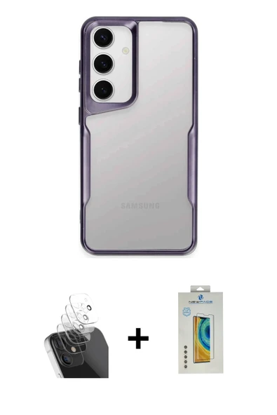 MARSİLYAN™- Galaxy S24 Kılıf Akış Çizgi Koleksiyonu - Siyah Polymer Nano Ekran Koruyucu + Kamera Lens Koruma Cam - SF ürün görseli 1