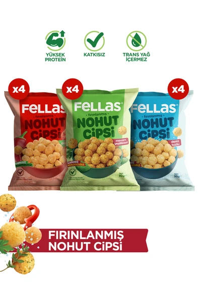 Nohut Cipsi 12'li Mix - Mevsim Yeşillikleri (50 g) x 4 + Paprika (50 g) x 4 + Deniz Tuzlu (50 g) x 4 ürün görseli 1
