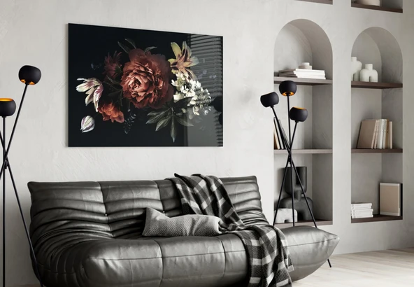 Çiçek Desenli Cam Tablo - Resim 4