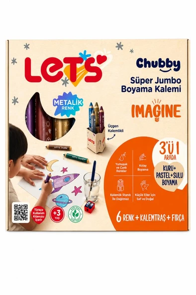 LETS CHUUBY BOYA KALEMI 6 LI META 10MM 3IN1 L4006 ürün görseli 1
