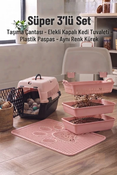 Elekli Kedi Tuvaleti Başlangıç Seti 3'lü Set ürün görseli 1