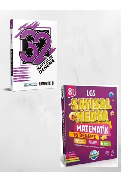 8. Sınıf Matematik 32 Haftalık Deneme + Ünlüler Karması Sayısal Medya 8.sınıf Matematik 16 Deneme ürün görseli 1