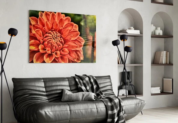 Turuncu Gerbera Cam Tablo - Resim 4