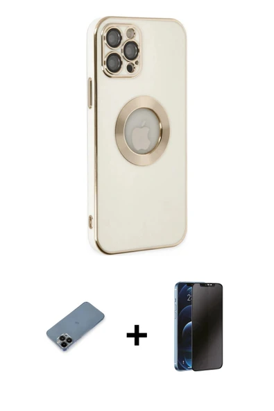 MARSİLYAN™- iPhone 12 Pro Max Kılıf İz Form Serisi - Siyah 3D Antistatik Hayalet Cam Ekran Koruyucu + Shine Kamera Lens ürün görseli 1