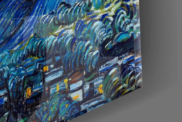 Van Gogh Yıldızlı Gece Cam Tablo - Resim 7