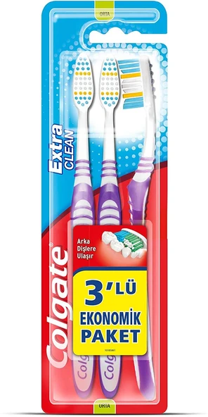 Colgate Extra Clean Diş Fırçası Orta 2+1 ürün görseli 1