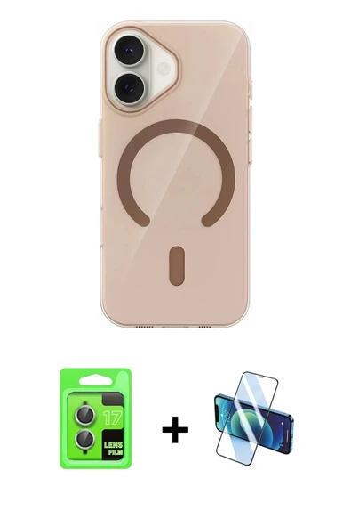 MARSİLYAN™- iPhone 17 Kılıf Pusula Form Özel Seri - Siyah 3D Antistatik Cam Ekran Koruyucu + Raze Metal Kamera Lens - AK ürün görseli 1