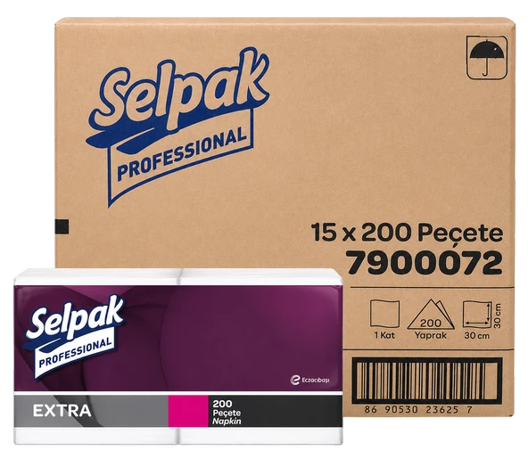Selpak Professional Extra Peçete 30  30 cm 200’lü  15 Paket  Toplam 3000 Adet ürün görseli 1