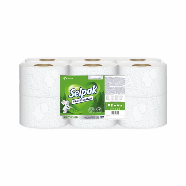 Selpak Professional Recycled Jumbo Tuvalet Kağıdı 150 Metre  12 Adet  Toplam 1800 Metre ürün görseli 1