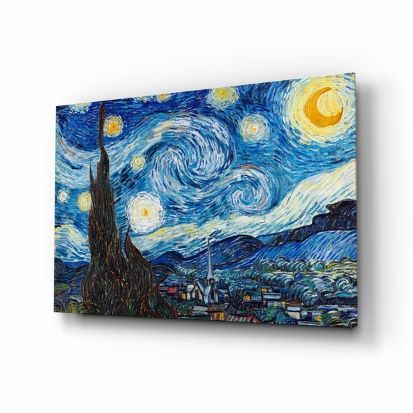 Van Gogh Yıldızlı Gece Cam Tablo ürün görseli 1