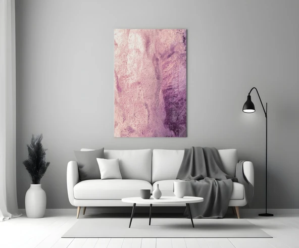 Pembe Soyut Desen Cam Tablo - Resim 3