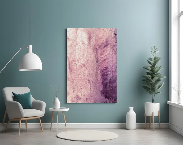 Pembe Soyut Desen Cam Tablo - Resim 4