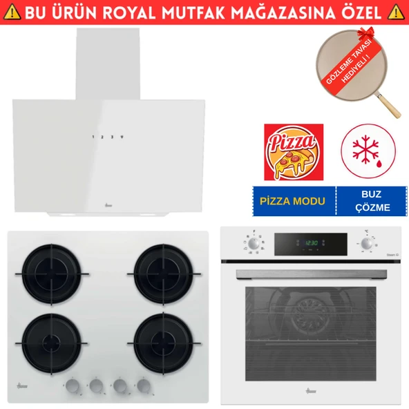 Hoover Roma /  Beyaz Cam Dijital Turbo Ankastre Set (HO3158W+ HVW6MW +HDG6C1GWTK) ürün görseli 1