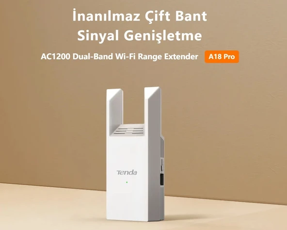 Tenda A18 Pro AC1200 2 Antenli 2.4/5GHz Wifi Menzil Genişletici Wifi Range Extender Gigabit Port ürün görseli 1