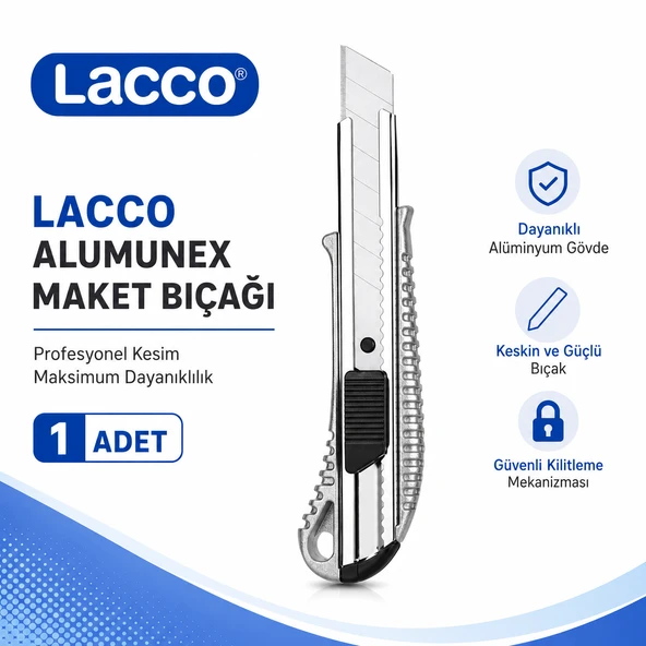 Lacco Alumunex Alüminyum Maket Bıçağı Profesyonel Metal Gövdeli Falçata Maket Karton Koli Kesme Bıçağı 1 Adet ürün görseli 1