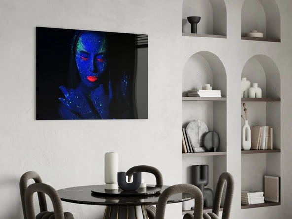 Kadın Portresi Cam Tablo - Resim 5