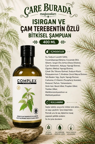 Complex Isırgan ve Çam Terebentin Özlü Bitkisel Şampuan 400 Ml - Resim 2