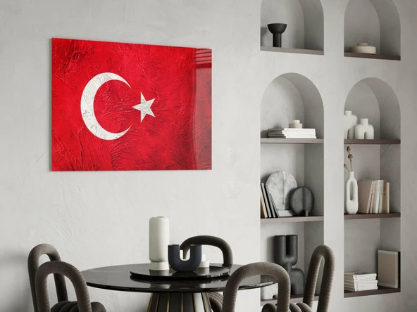 Türk Bayrağı Cam Tablo - Resim 4
