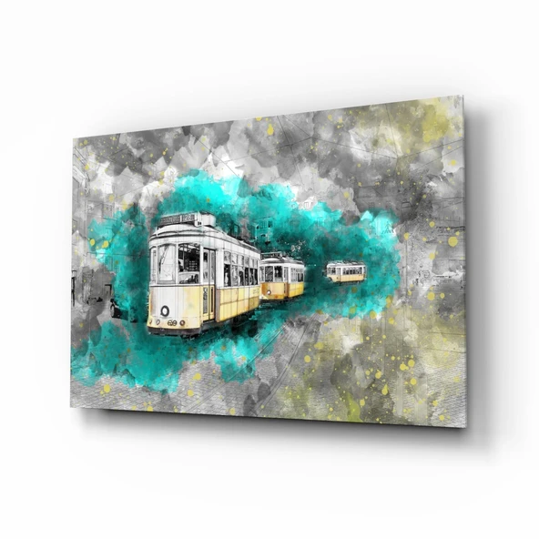 İllüstrasyon Tramvayı Cam Tablo ürün görseli 1